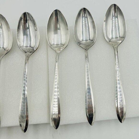 Oneida Community Silverplate PATRICIAN Monogram "L" Serving Spoons Set Of 6 - Picture 4 of 10